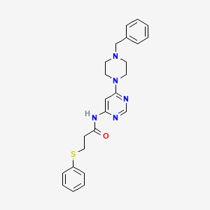 molecular formula C24H27N5OS B2524050 N-(6-(4-benzylpiperazin-1-yl)pyrimidin-4-yl)-3-(phenylthio)propanamide CAS No. 1421584-24-8
