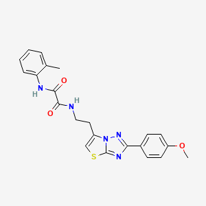 molecular formula C22H21N5O3S B2524051 N1-(2-(2-(4-methoxyphenyl)thiazolo[3,2-b][1,2,4]triazol-6-yl)ethyl)-N2-(o-tolyl)oxalamide CAS No. 894032-63-4