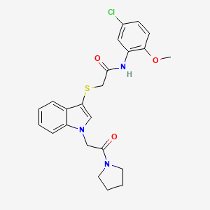 molecular formula C23H24ClN3O3S B2524060 N-(5-chloro-2-methoxyphenyl)-2-({1-[2-oxo-2-(pyrrolidin-1-yl)ethyl]-1H-indol-3-yl}sulfanyl)acetamide CAS No. 877658-83-8