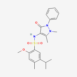 molecular formula C22H27N3O4S B2524070 N-(1,5-dimethyl-3-oxo-2-phenyl-2,3-dihydro-1H-pyrazol-4-yl)-2-methoxy-4-methyl-5-(propan-2-yl)benzene-1-sulfonamide CAS No. 2361728-86-9