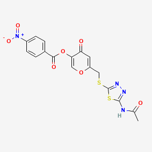 6-(((5-acetamido-1,3,4-thiadiazol-2-yl)thio)methyl)-4-oxo-4H-pyran-3-yl 4-nitrobenzoate