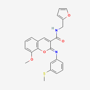 (2Z)-N-(furan-2-ylmethyl)-8-methoxy-2-{[3-(methylsulfanyl)phenyl]imino}-2H-chromene-3-carboxamide