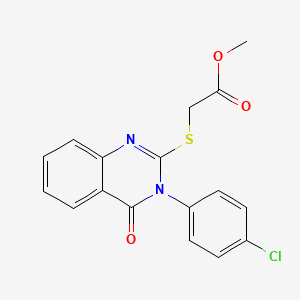 molecular formula C17H13ClN2O3S B2524141 Methyl 2-{[3-(4-chlorophenyl)-4-oxo-3,4-dihydroquinazolin-2-yl]sulfanyl}acetate CAS No. 28831-26-7
