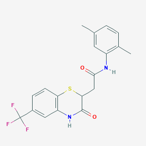molecular formula C19H17F3N2O2S B2524155 N-(2,5-dimethylphenyl)-2-[3-oxo-6-(trifluoromethyl)-3,4-dihydro-2H-1,4-benzothiazin-2-yl]acetamide CAS No. 1105245-94-0
