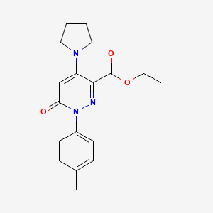 molecular formula C18H21N3O3 B2524174 ethyl 1-(4-methylphenyl)-6-oxo-4-(pyrrolidin-1-yl)-1,6-dihydropyridazine-3-carboxylate CAS No. 922015-64-3