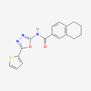 molecular formula C17H15N3O2S B2524195 N-[5-(thiophen-2-yl)-1,3,4-oxadiazol-2-yl]-5,6,7,8-tetrahydronaphthalene-2-carboxamide CAS No. 865287-95-2