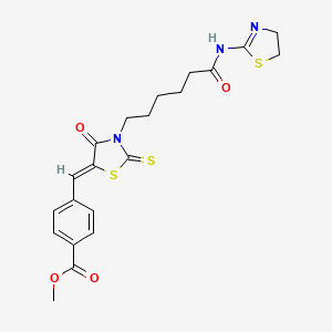 (Z)-methyl 4-((3-(6-((4,5-dihydrothiazol-2-yl)amino)-6-oxohexyl)-4-oxo-2-thioxothiazolidin-5-ylidene)methyl)benzoate