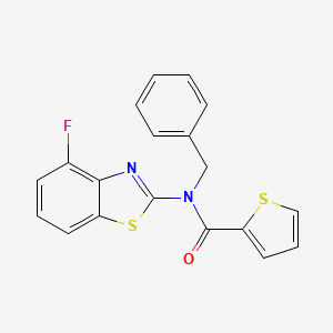 molecular formula C19H13FN2OS2 B2524303 N-benzyl-N-(4-fluoro-1,3-benzothiazol-2-yl)thiophene-2-carboxamide CAS No. 942002-63-3
