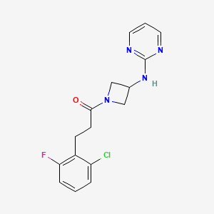 3-(2-Chloro-6-fluorophenyl)-1-(3-(pyrimidin-2-ylamino)azetidin-1-yl)propan-1-one
