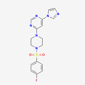 4-(4-((4-fluorophenyl)sulfonyl)piperazin-1-yl)-6-(1H-imidazol-1-yl)pyrimidine