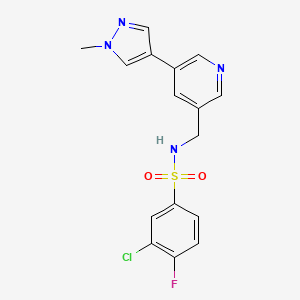 3-chloro-4-fluoro-N-((5-(1-methyl-1H-pyrazol-4-yl)pyridin-3-yl)methyl)benzenesulfonamide