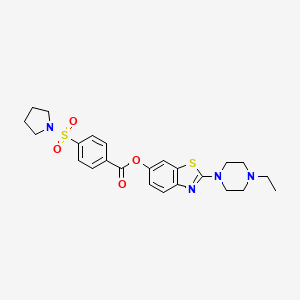 2-(4-Ethylpiperazin-1-yl)benzo[d]thiazol-6-yl 4-(pyrrolidin-1-ylsulfonyl)benzoate