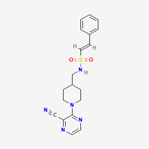 (E)-N-((1-(3-cyanopyrazin-2-yl)piperidin-4-yl)methyl)-2-phenylethenesulfonamide