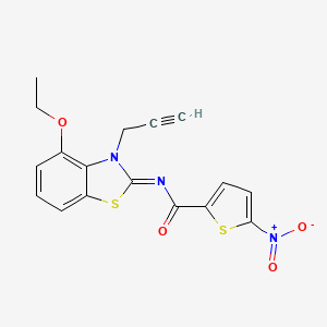 molecular formula C17H13N3O4S2 B2524375 N-[(2Z)-4-ethoxy-3-(prop-2-yn-1-yl)-2,3-dihydro-1,3-benzothiazol-2-ylidene]-5-nitrothiophene-2-carboxamide CAS No. 868377-61-1