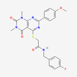 molecular formula C24H22FN5O4S B2524377 N-(4-fluorobenzyl)-2-((2-(4-methoxyphenyl)-6,8-dimethyl-5,7-dioxo-5,6,7,8-tetrahydropyrimido[4,5-d]pyrimidin-4-yl)thio)acetamide CAS No. 852168-85-5