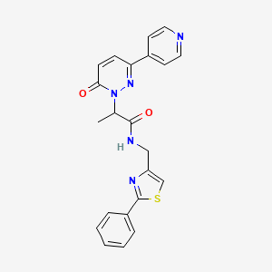 molecular formula C22H19N5O2S B2524379 2-(6-oxo-3-(pyridin-4-yl)pyridazin-1(6H)-yl)-N-((2-phenylthiazol-4-yl)methyl)propanamide CAS No. 2194906-77-7