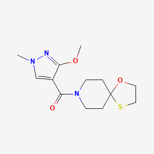 (3-methoxy-1-methyl-1H-pyrazol-4-yl)(1-oxa-4-thia-8-azaspiro[4.5]decan-8-yl)methanone