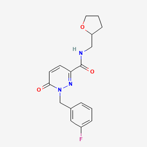 molecular formula C17H18FN3O3 B2524422 1-(3-fluorobenzyl)-6-oxo-N-((tetrahydrofuran-2-yl)methyl)-1,6-dihydropyridazine-3-carboxamide CAS No. 1049503-62-9