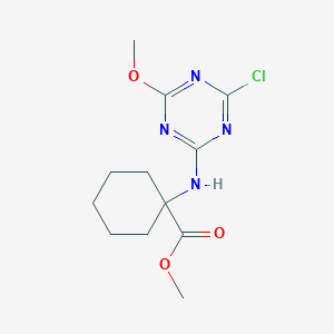 molecular formula C12H17ClN4O3 B2524442 Methyl 1-[(4-chloro-6-methoxy-1,3,5-triazin-2-yl)amino]cyclohexane-1-carboxylate CAS No. 2095409-42-8