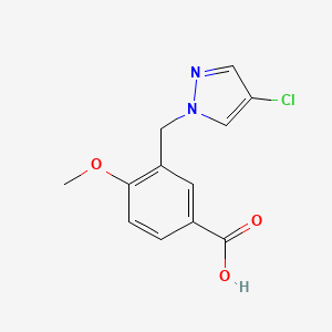 molecular formula C12H11ClN2O3 B2524464 3-[(4-chloro-1H-pyrazol-1-yl)methyl]-4-methoxybenzoic acid CAS No. 956786-68-8