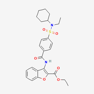 molecular formula C26H30N2O6S B2524466 ethyl 3-(4-(N-cyclohexyl-N-ethylsulfamoyl)benzamido)benzofuran-2-carboxylate CAS No. 919757-29-2
