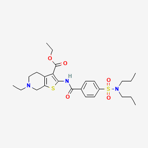 molecular formula C25H35N3O5S2 B2524501 ethyl 2-(4-(N,N-dipropylsulfamoyl)benzamido)-6-ethyl-4,5,6,7-tetrahydrothieno[2,3-c]pyridine-3-carboxylate CAS No. 449767-47-9