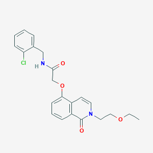 molecular formula C22H23ClN2O4 B2524518 N-[(2-chlorophenyl)methyl]-2-{[2-(2-ethoxyethyl)-1-oxo-1,2-dihydroisoquinolin-5-yl]oxy}acetamide CAS No. 898431-48-6