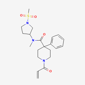 molecular formula C21H29N3O4S B2524519 N-Methyl-N-(1-methylsulfonylpyrrolidin-3-yl)-4-phenyl-1-prop-2-enoylpiperidine-4-carboxamide CAS No. 2361764-76-1