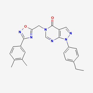 molecular formula C24H22N6O2 B2524523 5-((3-(3,4-dimethylphenyl)-1,2,4-oxadiazol-5-yl)methyl)-1-(4-ethylphenyl)-1H-pyrazolo[3,4-d]pyrimidin-4(5H)-one CAS No. 1189438-30-9