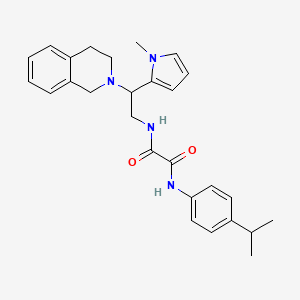 molecular formula C27H32N4O2 B2524532 N-[2-(1-methyl-1H-pyrrol-2-yl)-2-(1,2,3,4-tetrahydroisoquinolin-2-yl)ethyl]-N'-[4-(propan-2-yl)phenyl]ethanediamide CAS No. 1049455-69-7