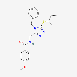 molecular formula C22H26N4O2S B2524555 N-((4-benzyl-5-(sec-butylthio)-4H-1,2,4-triazol-3-yl)methyl)-4-methoxybenzamide CAS No. 476447-82-2