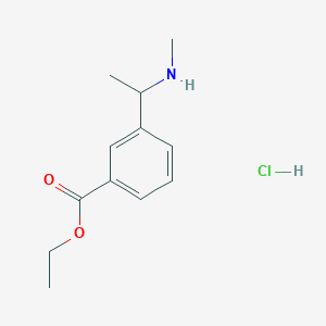 molecular formula C12H18ClNO2 B2524569 Ethyl 3-[1-(methylamino)ethyl]benzoate hydrochloride CAS No. 2413379-32-3