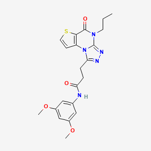 molecular formula C21H23N5O4S B2524581 N-(3,5-dimethoxyphenyl)-3-(5-oxo-4-propyl-4,5-dihydrothieno[2,3-e][1,2,4]triazolo[4,3-a]pyrimidin-1-yl)propanamide CAS No. 1215813-60-7