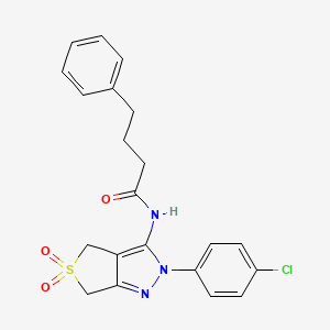 molecular formula C21H20ClN3O3S B2524587 N-(2-(4-chlorophenyl)-5,5-dioxido-4,6-dihydro-2H-thieno[3,4-c]pyrazol-3-yl)-4-phenylbutanamide CAS No. 893930-50-2
