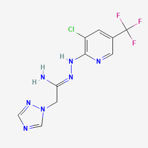 molecular formula C10H9ClF3N7 B2524593 N'-[[3-chloro-5-(trifluoromethyl)pyridin-2-yl]amino]-2-(1,2,4-triazol-1-yl)ethanimidamide CAS No. 477852-40-7