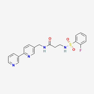 molecular formula C20H19FN4O3S B2524619 N-([2,3'-bipyridin]-5-ylmethyl)-3-(2-fluorophenylsulfonamido)propanamide CAS No. 2034208-82-5