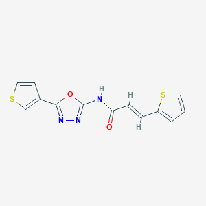molecular formula C13H9N3O2S2 B2524627 (2E)-3-(thiophen-2-yl)-N-[5-(thiophen-3-yl)-1,3,4-oxadiazol-2-yl]prop-2-enamide CAS No. 1226488-07-8