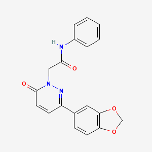 molecular formula C19H15N3O4 B2524629 2-[3-(2H-1,3-benzodioxol-5-yl)-6-oxo-1,6-dihydropyridazin-1-yl]-N-phenylacetamide CAS No. 942007-88-7