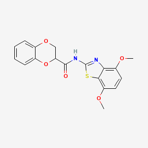 molecular formula C18H16N2O5S B2524662 N-(4,7-dimethoxy-1,3-benzothiazol-2-yl)-2,3-dihydro-1,4-benzodioxine-2-carboxamide CAS No. 897618-16-5