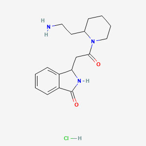 molecular formula C17H24ClN3O2 B2524688 3-[2-[2-(2-Aminoethyl)piperidin-1-yl]-2-oxoethyl]-2,3-dihydroisoindol-1-one;hydrochloride CAS No. 2418734-42-4