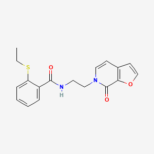 molecular formula C18H18N2O3S B2524689 2-(ethylthio)-N-(2-(7-oxofuro[2,3-c]pyridin-6(7H)-yl)ethyl)benzamide CAS No. 2034323-11-8