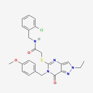 molecular formula C24H24ClN5O3S B2524695 N-[(2-chlorophenyl)methyl]-2-({2-ethyl-6-[(4-methoxyphenyl)methyl]-7-oxo-2H,6H,7H-pyrazolo[4,3-d]pyrimidin-5-yl}sulfanyl)acetamide CAS No. 932339-21-4