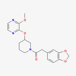 molecular formula C19H21N3O5 B2524703 2-(2H-1,3-benzodioxol-5-yl)-1-{3-[(3-methoxypyrazin-2-yl)oxy]piperidin-1-yl}ethan-1-one CAS No. 2034480-70-9