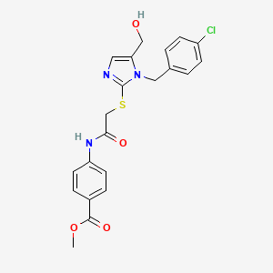 molecular formula C21H20ClN3O4S B2524709 methyl 4-(2-((1-(4-chlorobenzyl)-5-(hydroxymethyl)-1H-imidazol-2-yl)thio)acetamido)benzoate CAS No. 899748-28-8