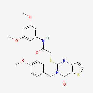 molecular formula C24H23N3O5S2 B2524714 N-(3,5-dimethoxyphenyl)-2-({3-[(4-methoxyphenyl)methyl]-4-oxo-3H,4H-thieno[3,2-d]pyrimidin-2-yl}sulfanyl)acetamide CAS No. 1252921-47-3