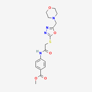 molecular formula C17H20N4O5S B2524715 Methyl 4-(2-((5-(morpholinomethyl)-1,3,4-oxadiazol-2-yl)thio)acetamido)benzoate CAS No. 915188-04-4