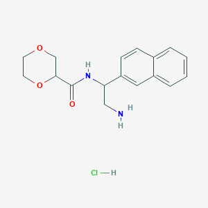 molecular formula C17H21ClN2O3 B2524717 N-(2-Amino-1-naphthalen-2-ylethyl)-1,4-dioxane-2-carboxamide;hydrochloride CAS No. 2418730-31-9