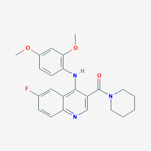 molecular formula C23H24FN3O3 B2524739 N-(2,4-dimethoxyphenyl)-6-fluoro-3-(piperidin-1-ylcarbonyl)quinolin-4-amine CAS No. 1189909-35-0