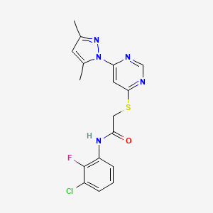 molecular formula C17H15ClFN5OS B2524751 N-(3-chloro-2-fluorophenyl)-2-((6-(3,5-dimethyl-1H-pyrazol-1-yl)pyrimidin-4-yl)thio)acetamide CAS No. 1251604-45-1