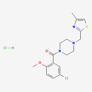molecular formula C17H21Cl2N3O2S B2524764 (5-Chloro-2-methoxyphenyl)(4-((4-methylthiazol-2-yl)methyl)piperazin-1-yl)methanone hydrochloride CAS No. 1217180-26-1